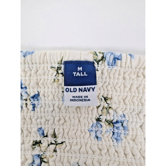 Old Navy Linen Blend Floral Midi Dress Sz M Tall Cottagecore Milkmaid Feminine - Picture 8 of 13